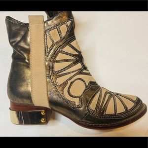 Free People Leather Boots, Gold Heels